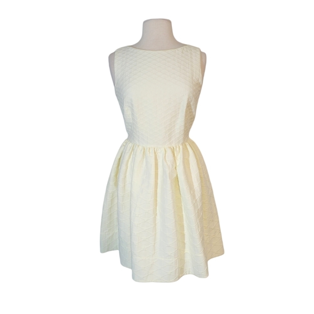 RED Valentino Ivory White Fit & Flare Textured Mini Dress
